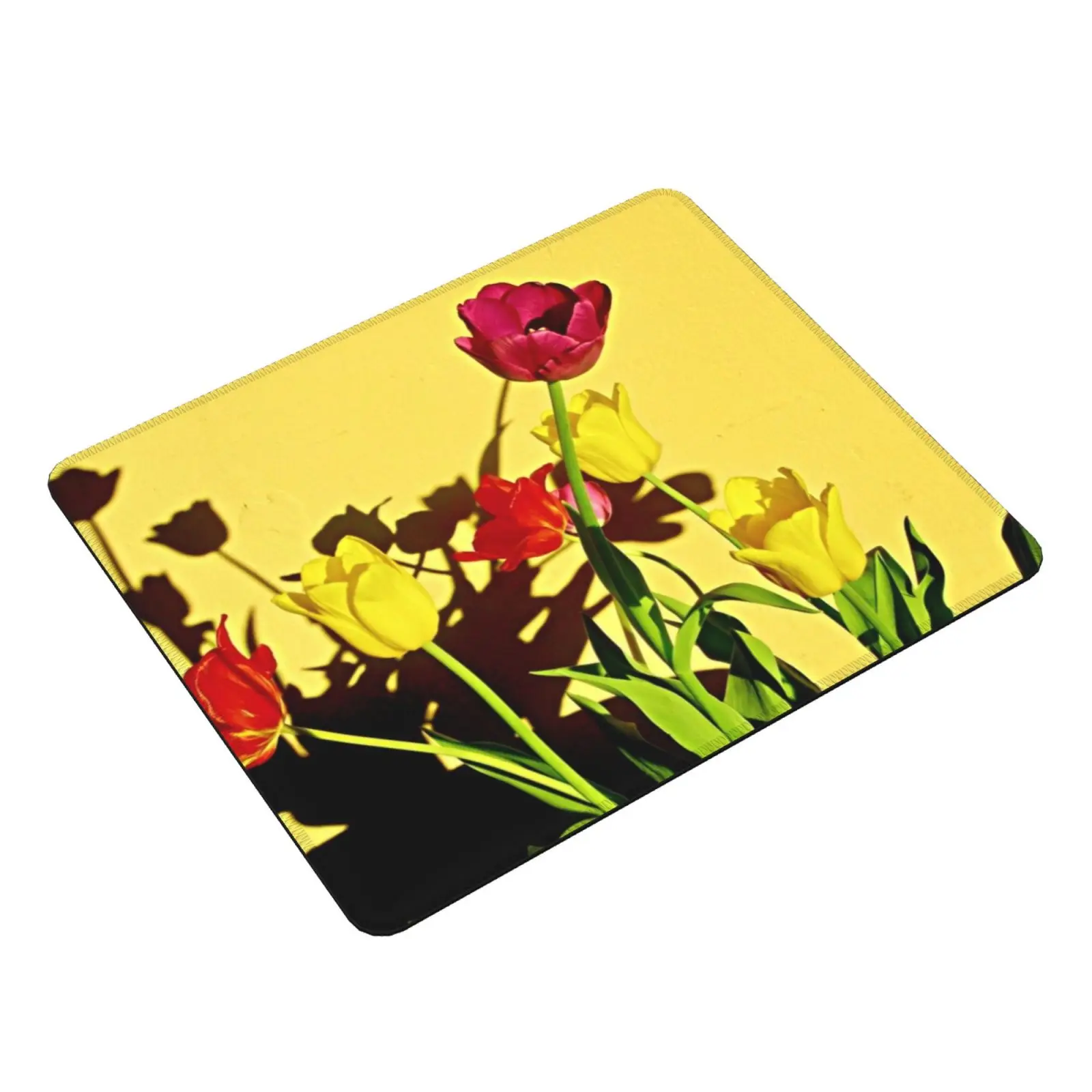 Tulips At The Front Door Mouse Pad DIY Print Cushion Tulips And Shadows