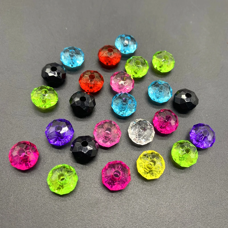 6/8/10/12mm Flat beads Rondelle Faceted Acrylic Beads Loose Spacer Beads for Handmade DIY Necklace Bracelet Jewelry Making