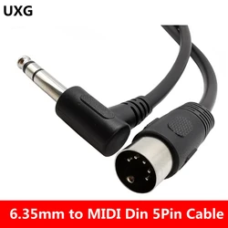 1.5M 90 Degree Right Angled MIDI Din 5Pin Male To Monoprice 6.35mm (1/4 Inch) Male TRSElectric Piano Guitar Stereo Audio Cable
