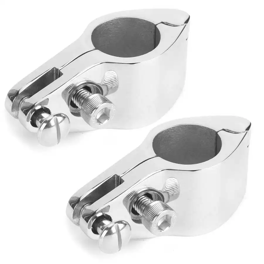 2Pcs 22/25mm Stainless Steel Marine Boat Bimini Top Jaw Slide Clamp Steel Boat Hardware Fitting for Inflatable Commercial Yachts