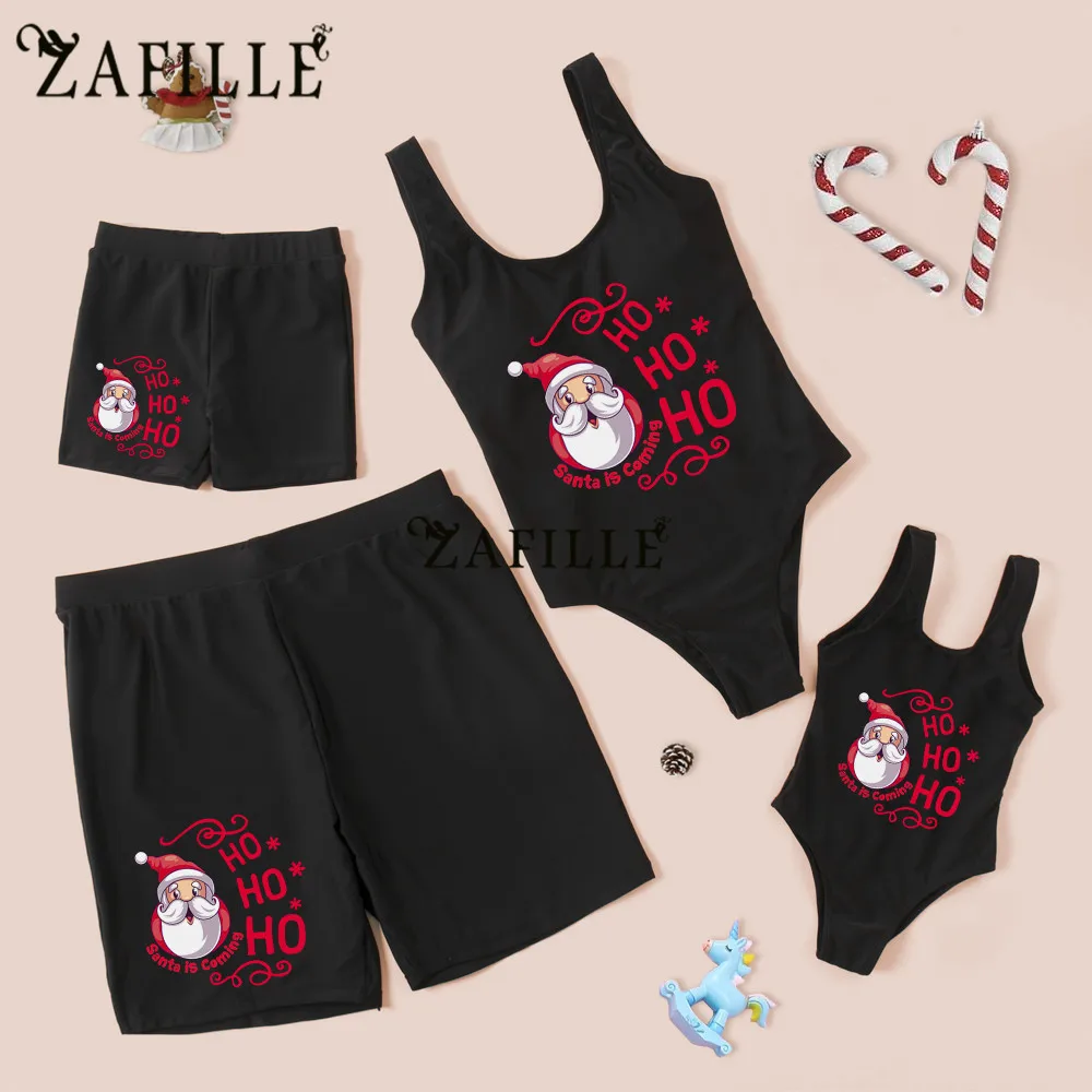 ZAFILLE Christmas Family Matching swimsuit women bathing Suit Beachwear Sexy One Piece Swimwear for female Men boy Swimsuits