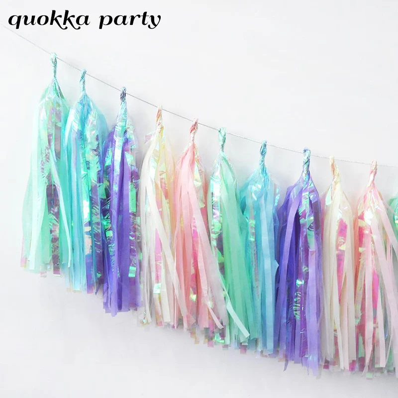 Unicorn Birthday Party Wedding Decoration Colorful Paper Metallic Foil Tassel Garland Tissue Baby Show DIY Craft Supplies