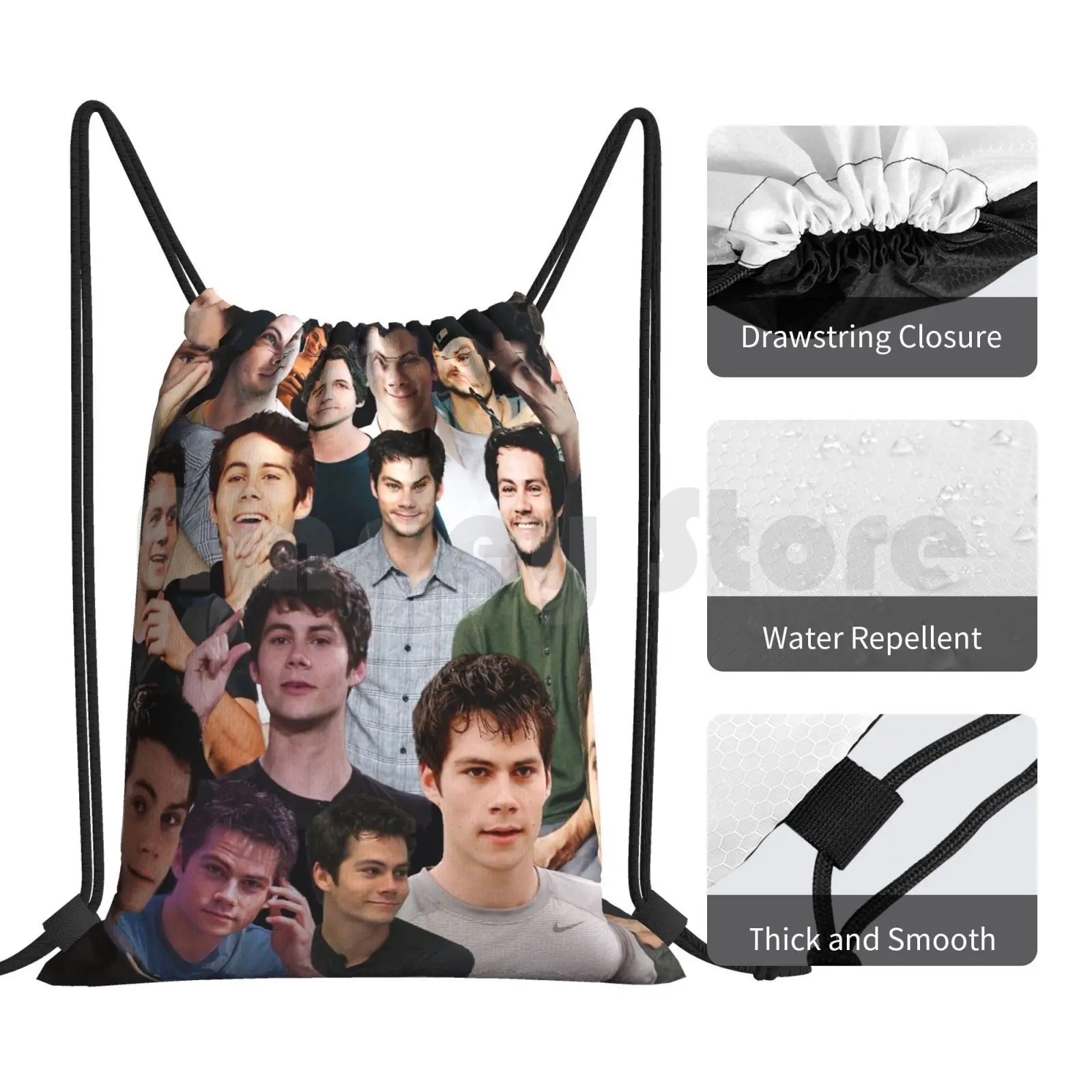 ديلان أوبراين كولاج حقيبة الظهر الرباط حقيبة ركوب تسلق حقيبة قاعة رياضة ديلان أو براين بوب ديلان أو براين في سن المراهقة وولف ستايلز #4