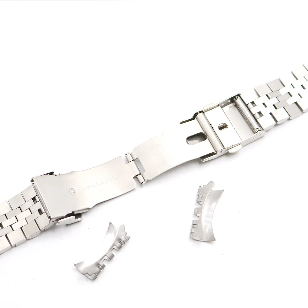 CARLYWET 22mm Sliver Watch Band Jubilee Bracelet Hollow Curved End Solid Screw Links Stainless Steel Silver For Seiko SKX 007