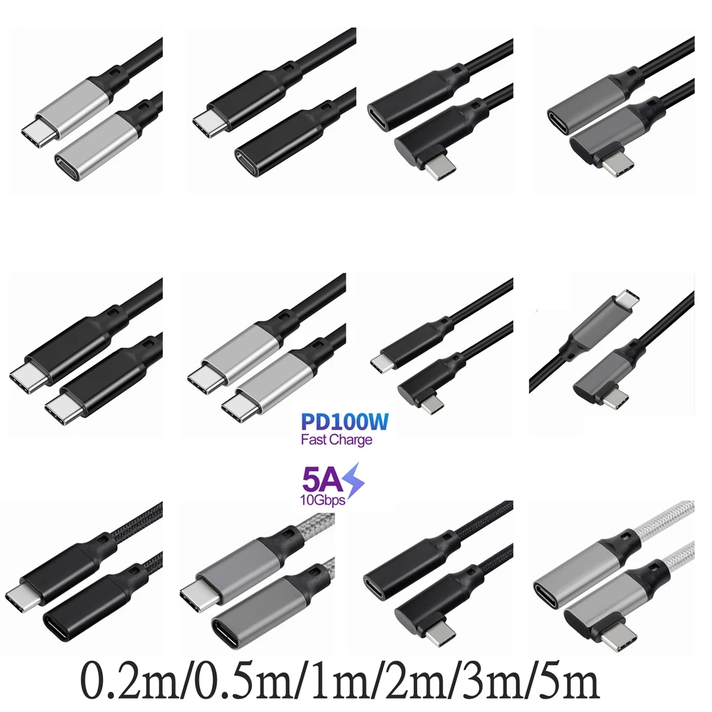 USB C Gen2 10Gbps Cable USB 3.1 Type-C 5A E-Mark Fast Charging Nylon Braided Cord For Mac Pro IPad Switch QC4.0 PPS 4K PD
