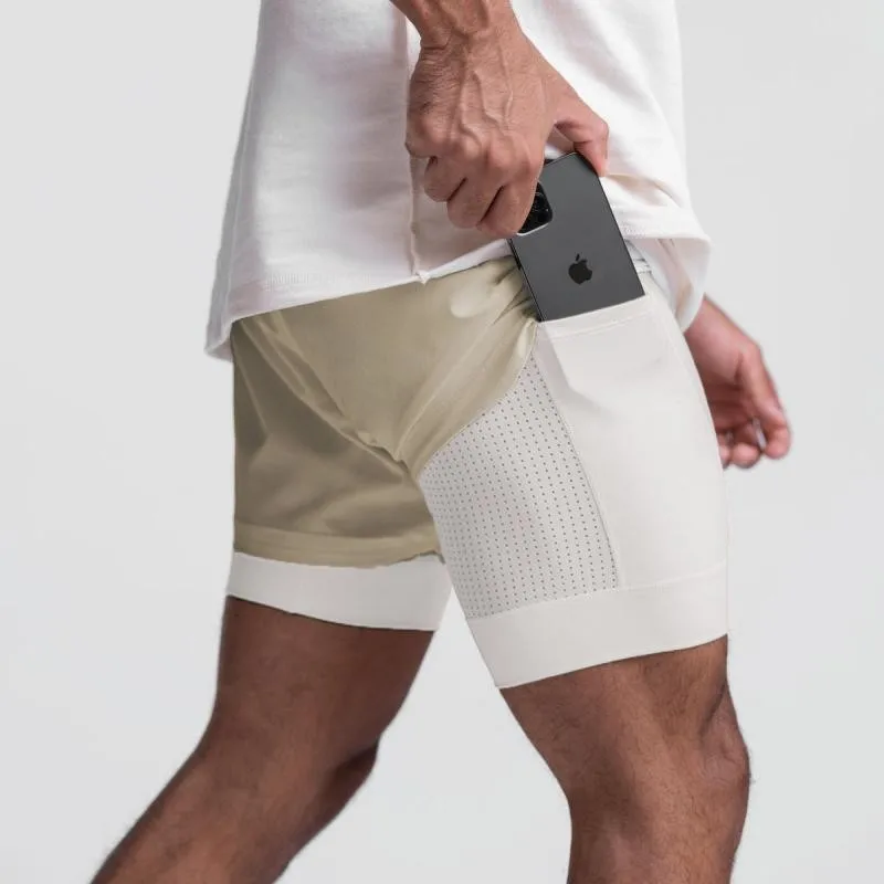 Pantalones cortos deportivos para hombre, 2 en 1, de doble cubierta, de secado rápido, para correr, 2022