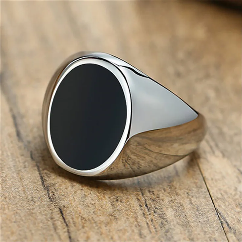 Modyle Silver Color Signet Ring for Men, Punk Rock, Smooth, 316L Stainless Steel, Hip Hop Party, Wedding Jewelry, New