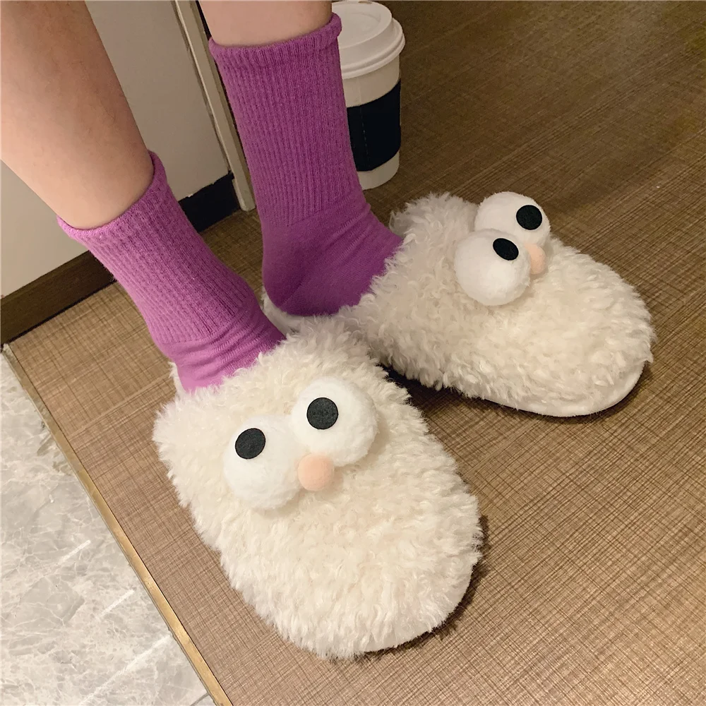 2021 Autumn Women Home Slipper Anti-skid Wool Shoes Winter Indoor Household Slipper Female Warm Lovely Cartoon Cotton Slippers