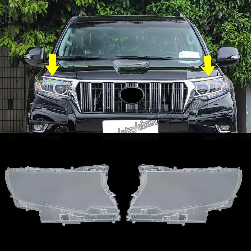 

For Toyota Land Cruiser prado 2017 2018 2019 Headlight Headlamp Lens Cover Right&Left 2pcs Car modification accessories