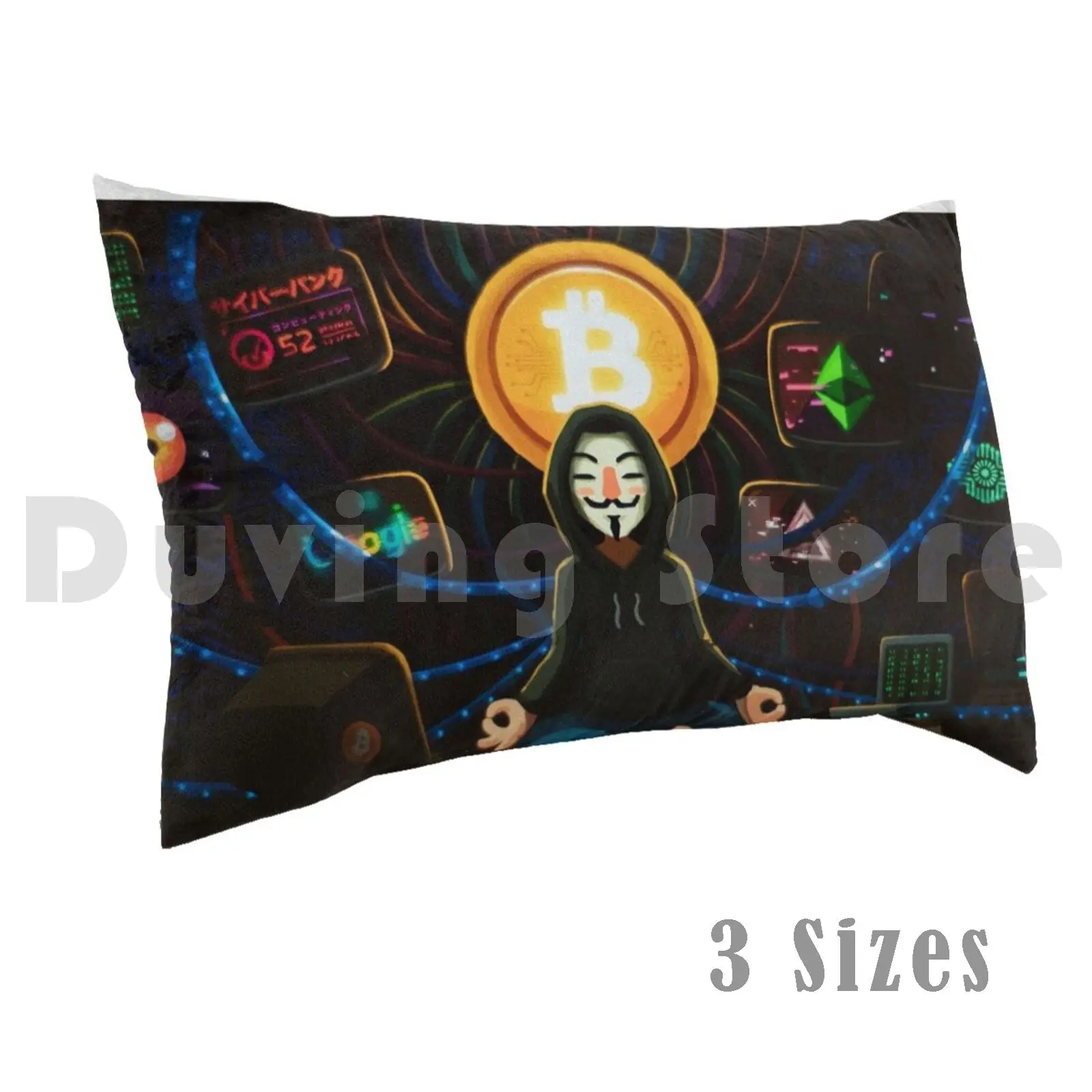 Bitcoin Anonymous Pillow Case Printed 50x75 Bitcoin Blockchian Cryptocurrency