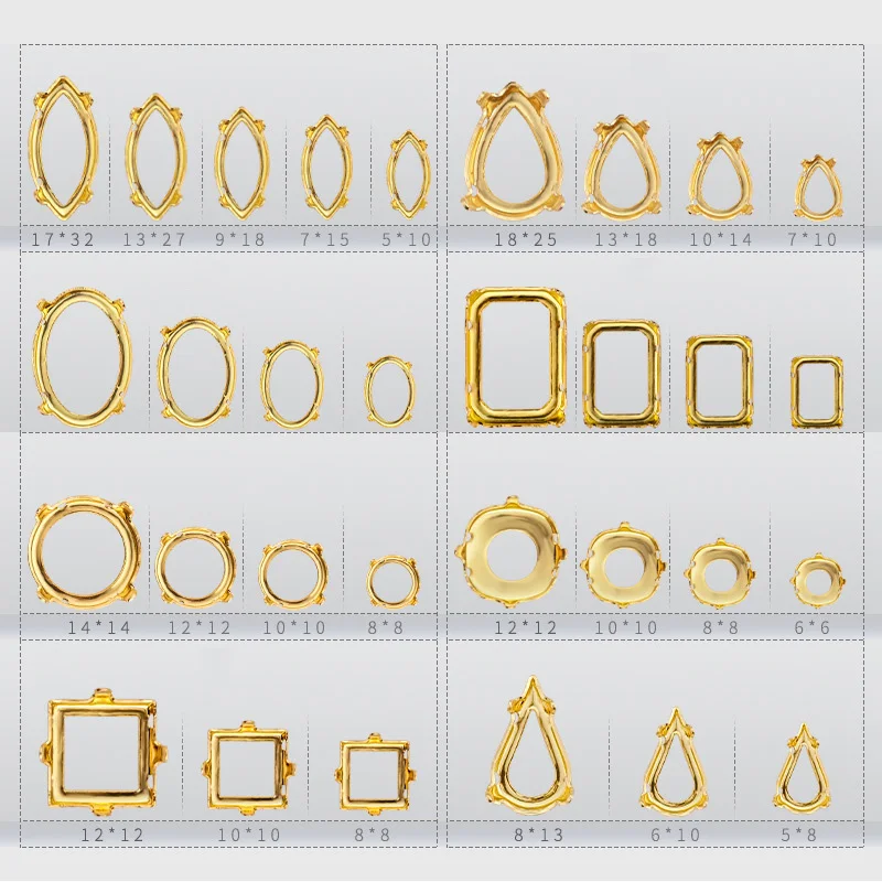 50Pcs Golden Silver Metal Emepty Claw Settings Metal Base Settings Crystal Clasp Diamond Container Dac Set Sew on Bracket