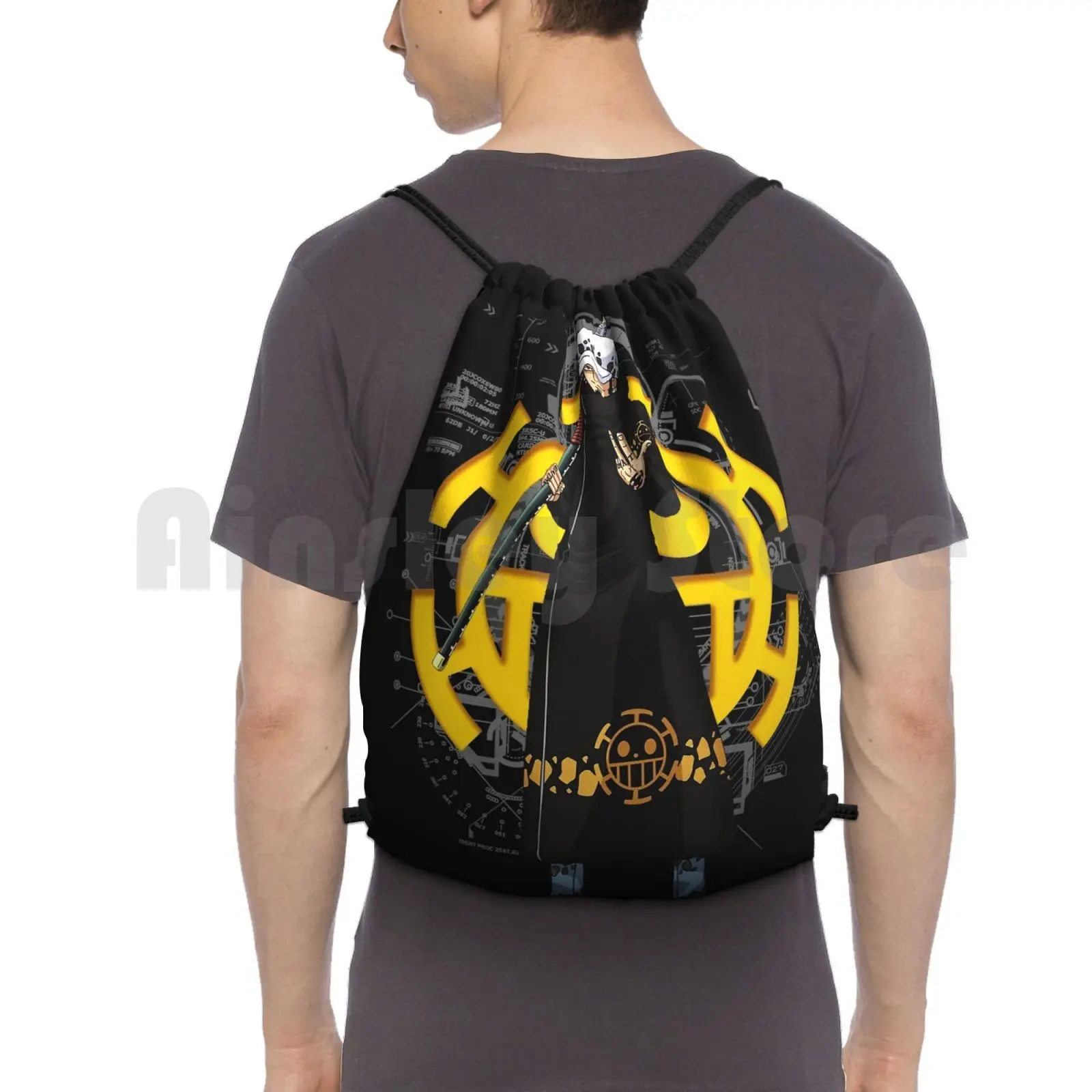 Trafalgar Law Backpack Drawstring Bags Gym Bag Waterproof Luffy Manga Anime Shambles Of Death Death Cartoons