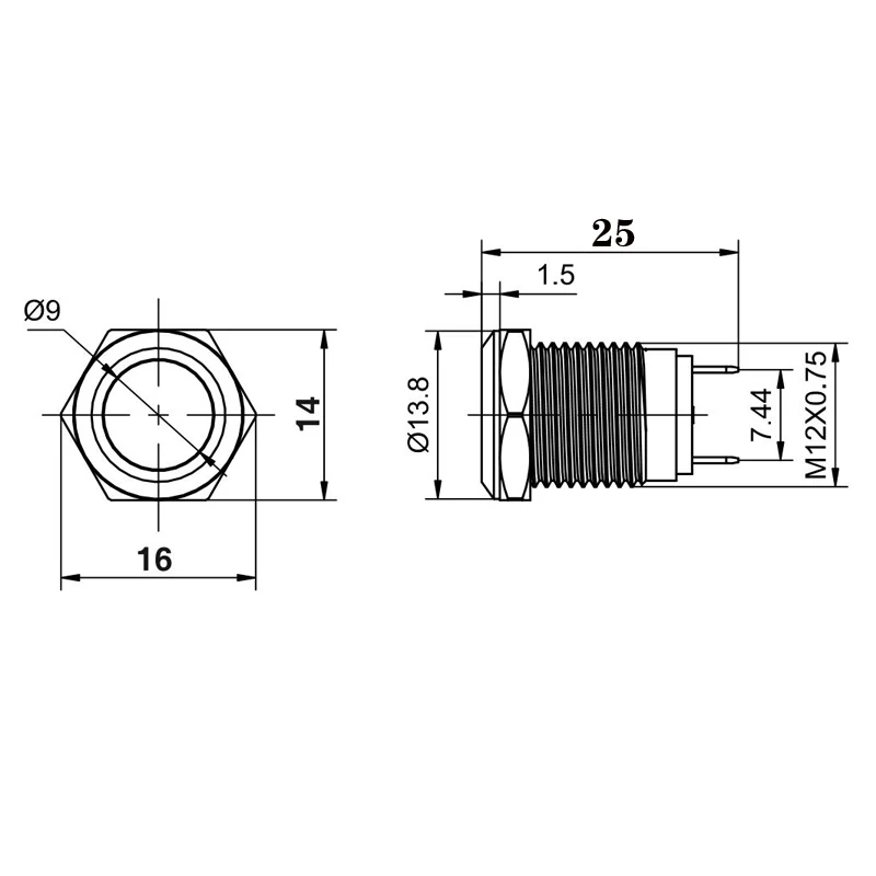 1pcs 12mm Waterproof Latching Maintained Flat Round Stainless Steel Metal Push Button Car Start Horn Speaker Bell Automatic Lock