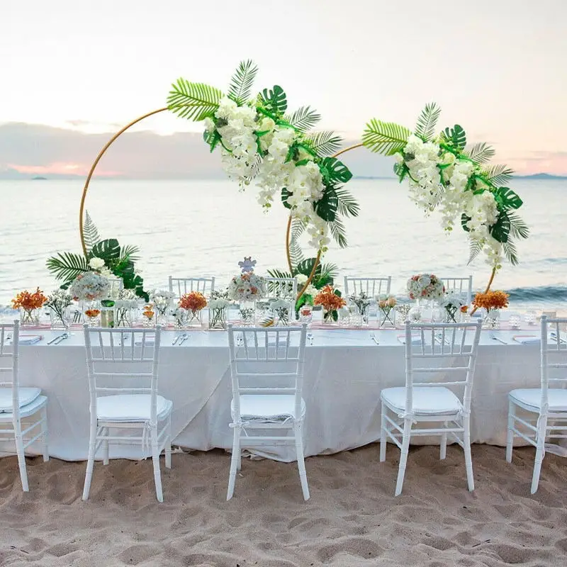 60" Round Wedding Arch Party Props Flower Balloon Background Circle Gold Flower Stand for Party