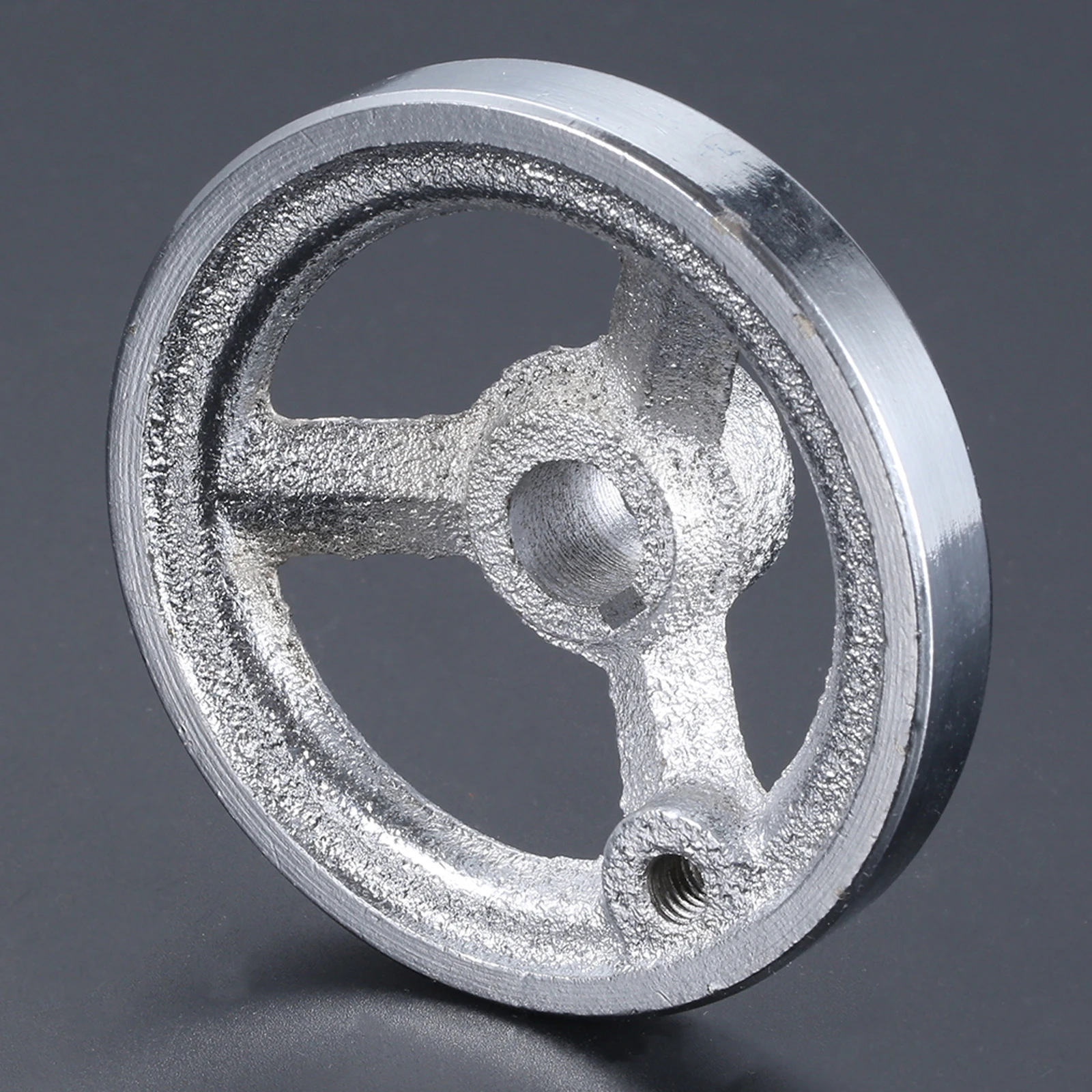 

1 PC Metal Silver 3 inch (75mm) 4 Spoke Round Iron Hand Wheel For Lathe Milling Grinder Machine