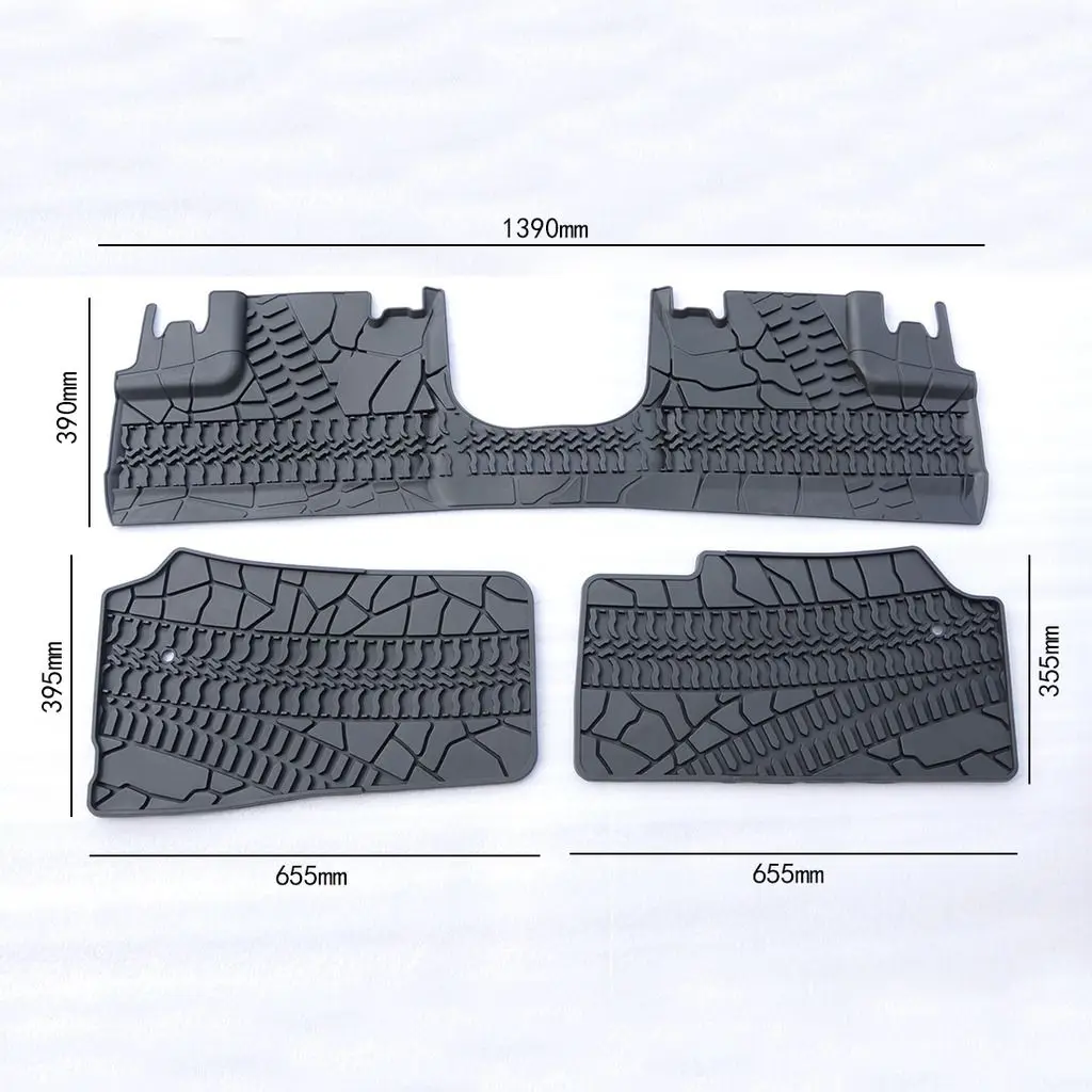 Wotefusi 3Pcs Rubber Slush Slate Carpet Floor Mats For 2007-2016 Jeep Wrangler 4 Door