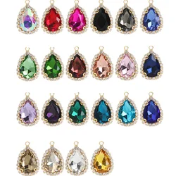 10Pcs Crystal Glass Charms Rhinestones Pendants Copper Connectors for DIY Earrings Necklace Pendant Jewelry Making Accessories