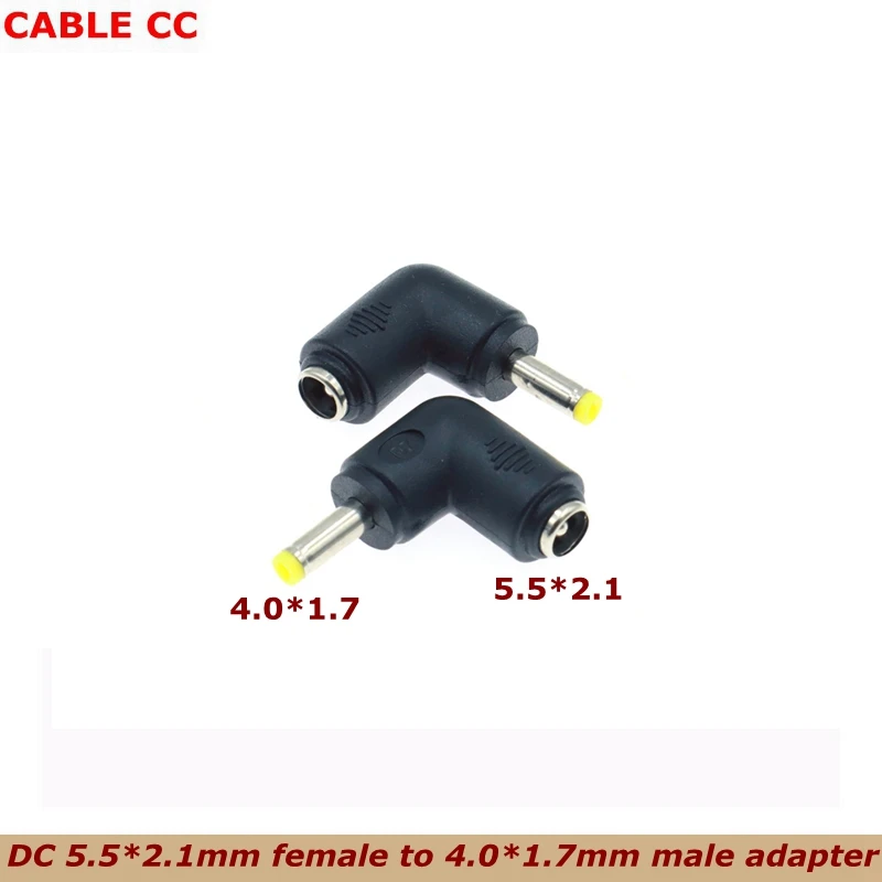 5pcs/lot DC 4.0x1.7mm Male 5.5x2.1mm Female Plug 90 Degree Elbow DC Power Connector Adapter Notebook Computer 4.0*1.7 to 5.5*2.1