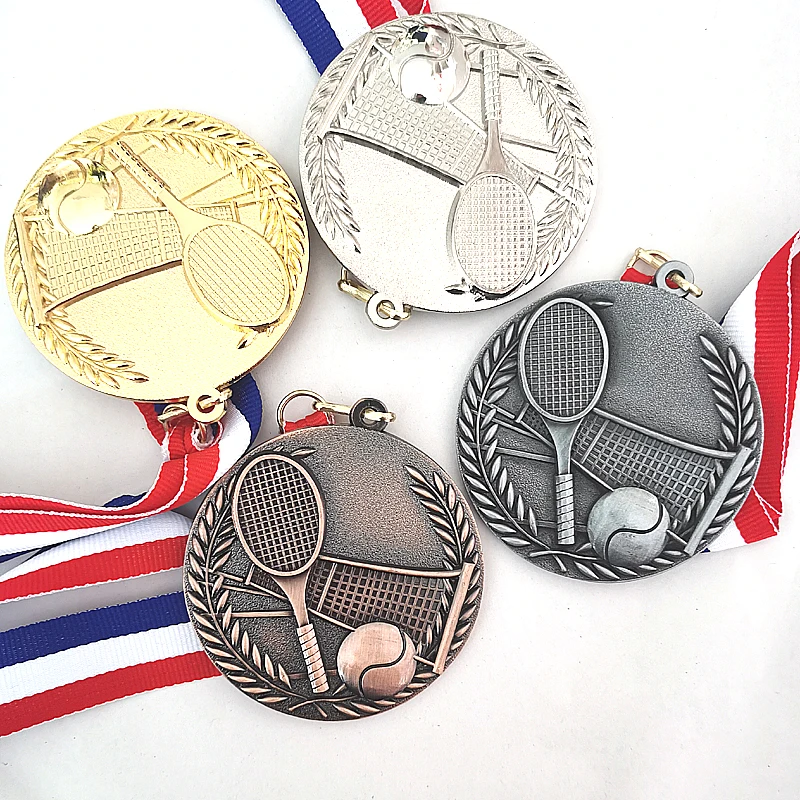 4 Color Tennis Match Medals Souvenir Fans Zinc Alloy Official Sport Match Adward The School Sports Meeting Medal Award  6.8CM