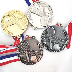 4 kolorowe medale do gry w tenisa pamiątkowe fani oficjalny mecz sportowy ze stopu cynku Adward nagroda medalowa szkolnego spotkania sportowego 6.8CM