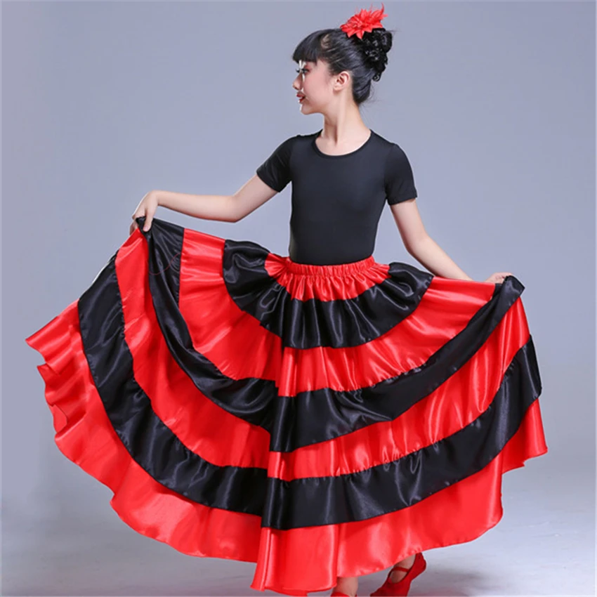 Jupe flamenco pour filles, robe espagnole, chorale, performance sur scène, danse gitane, tauromachie rouge, robes flamengo