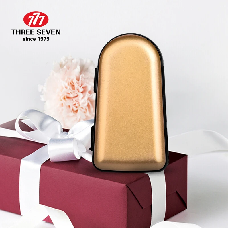 Conjunto de tosquiadores de unha de luxo três sete/777 6 peças, kit cortador de unhas profissional banhado a ouro 14k, ferramentas de cuidados para manicure, presentes