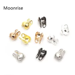 200pcs 1.5mm 2mm 2.4mm 3.2mm Jewelry Finding Silver Gold Plated End Crimps Beads Ball Chain Connector Clasp Findings