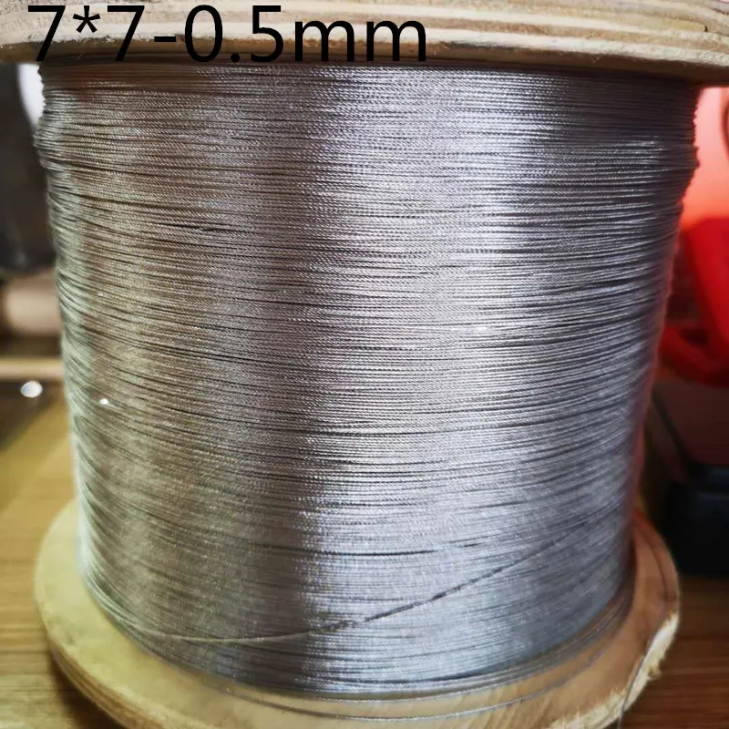50M/100M 0.5mm diametro 7X7 costruzione 304 cavo metallico in acciaio inossidabile Alambre cavo di sollevamento pesca più morbido
