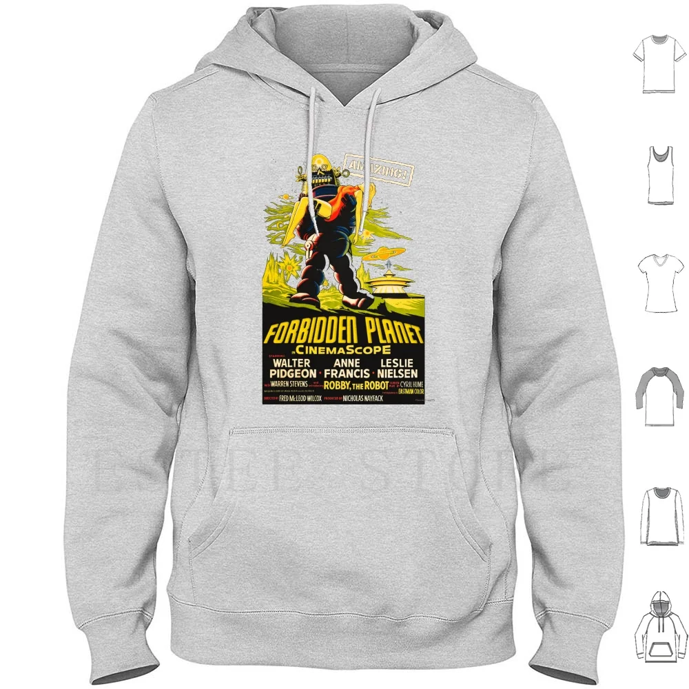 Forbidden Planet-Artwork Poster 1956 ) Sudadera con capucha de manga larga Foridden Planet Leslie Nielsen Robby The Robot Taming Of The