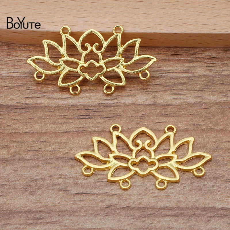 BoYuTe (20 Pieces/Lot) 21*40MM Metal Alloy Hollow Out Lotus Materials DIY Hand Made Jewelry Accessories Wholesale