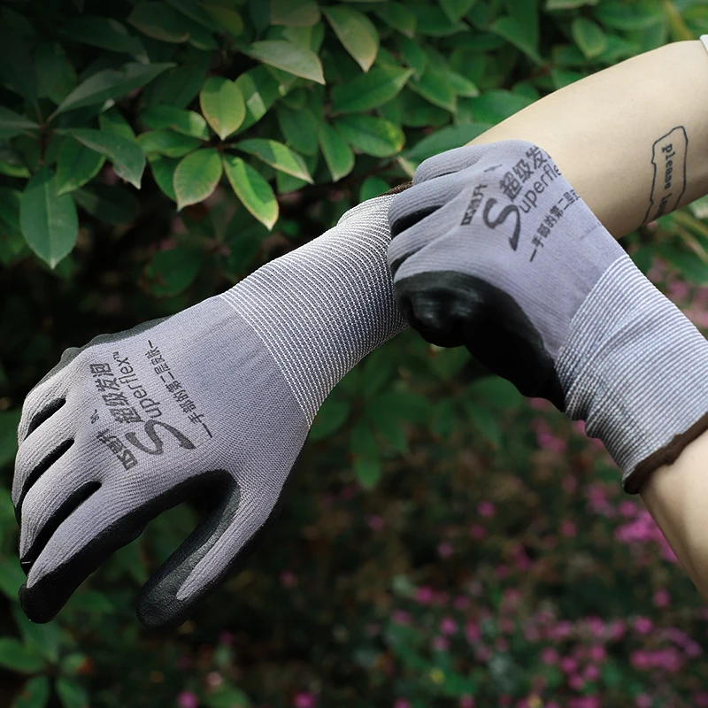 Nitrile Rubber Long Garden Gardening Gloves For Men Women Thorn Proof Thornproof Washable Waterproof Durable Planting Pruning