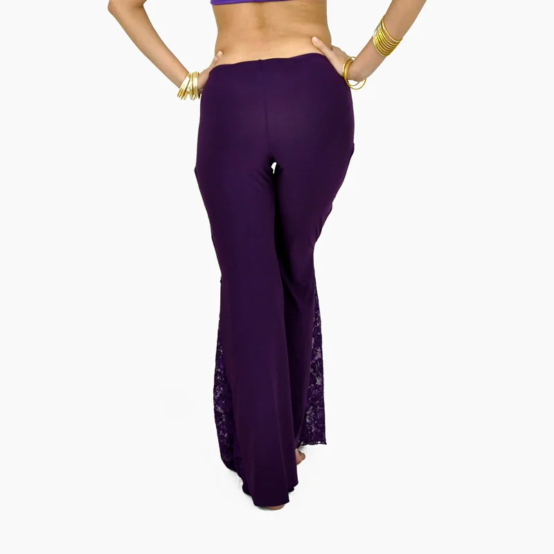 Pantalones de encaje con abertura lateral para mujer, ropa latina de danza del vientre, Práctica Profesional, aberturas de flecos, nuevo