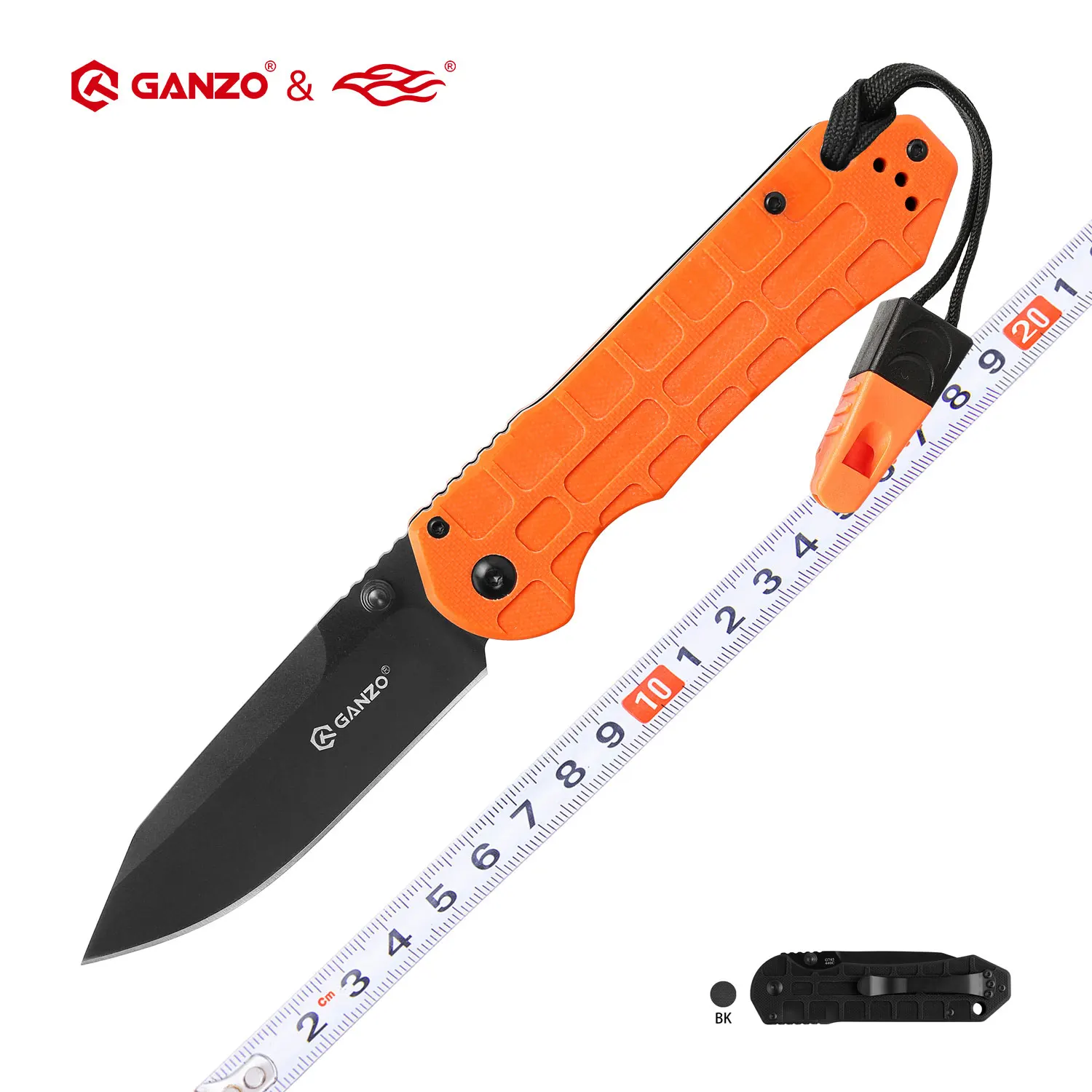 

Firebird Ganzo G7453P 440C G10 Handle with a whistle Folding knife Survival Camping tool Pocket Knife tactical edc outdoor tool