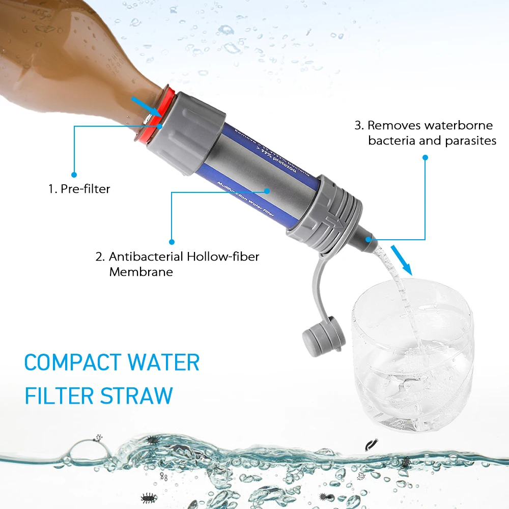 Outdoor Survival Water Purifier Water Filter Straw Water Mini Filter Filtration System for Outdoor Activities Emergency Life