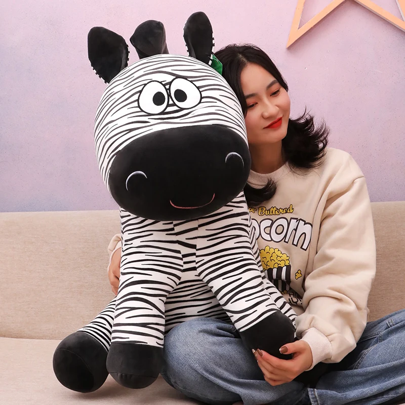 cartoon zebra plush toy lovely zebra squatting pose soft doll Christmas gift b2830