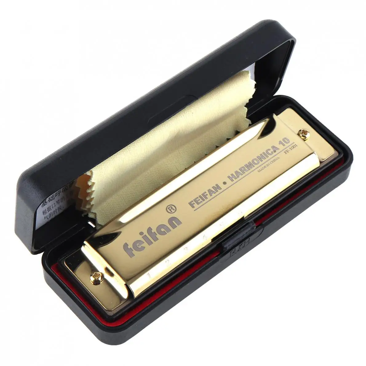 Harmonica 10 Holes 20 ToneC Matte Gold Harmonica Blues Harp Mouth Organ Stainless Steel Musical Instrument for Beginner