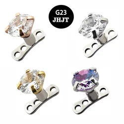 JHJT 1pc Titanium Micro Dermal Anchor Base with CZ Gem Top Skin Diver Surface Piercing Micro Dermal Piercing Body Jew