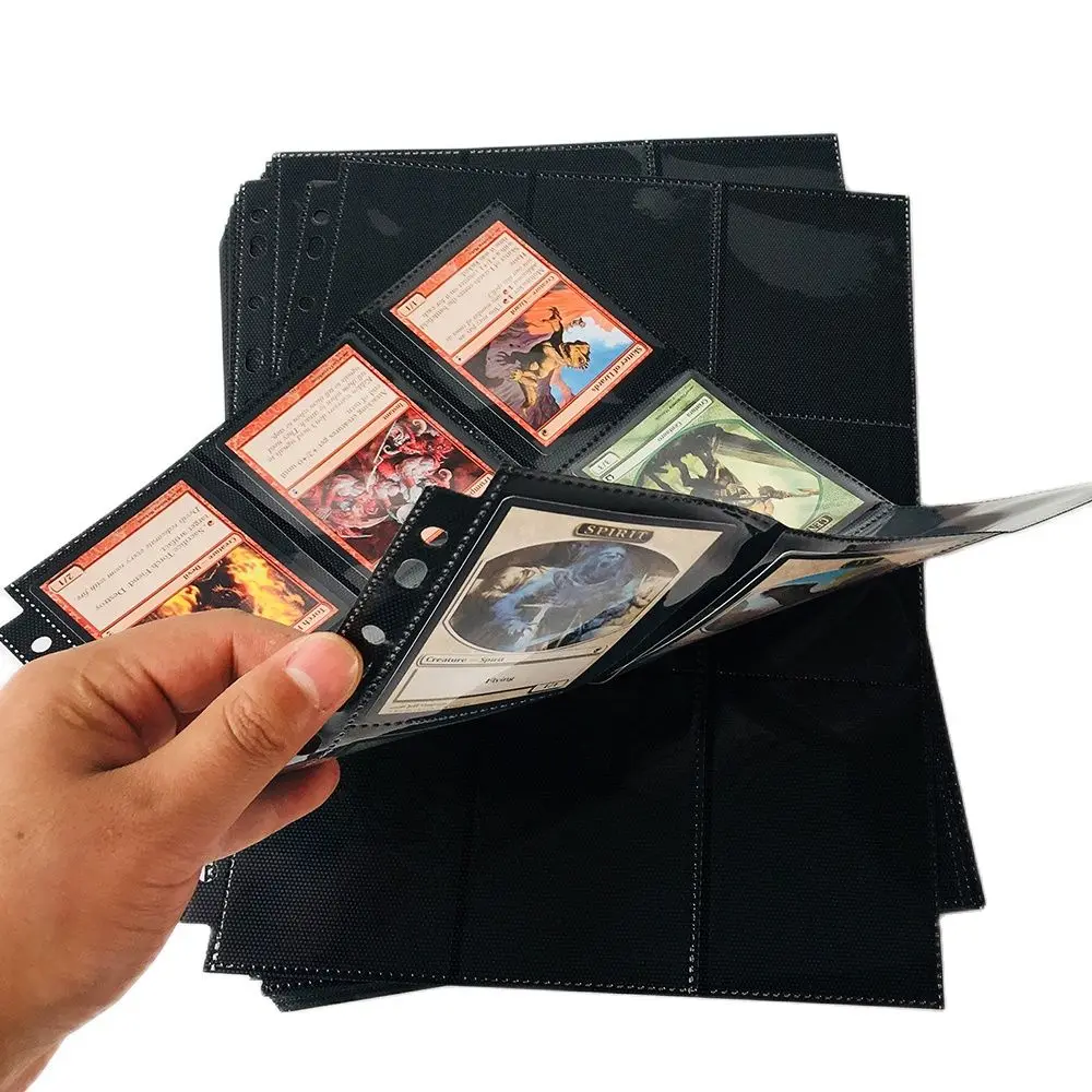 20 Pages, 360 Pockets, Side Loading Black Color Card Album Page/Binder Protector Mtg TCG Yu-Gi-Oh Card Binder Pages