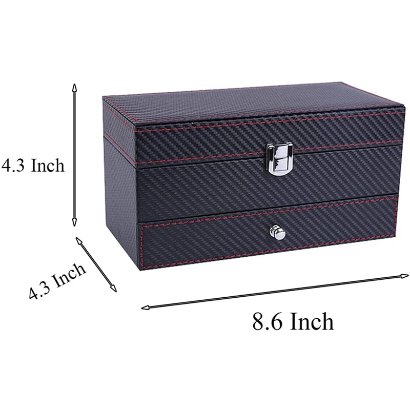 Watch Box PU Leather Jewelry Organizer Travel Display Case for Men /Women,4 Slots Magnetic Top,Black