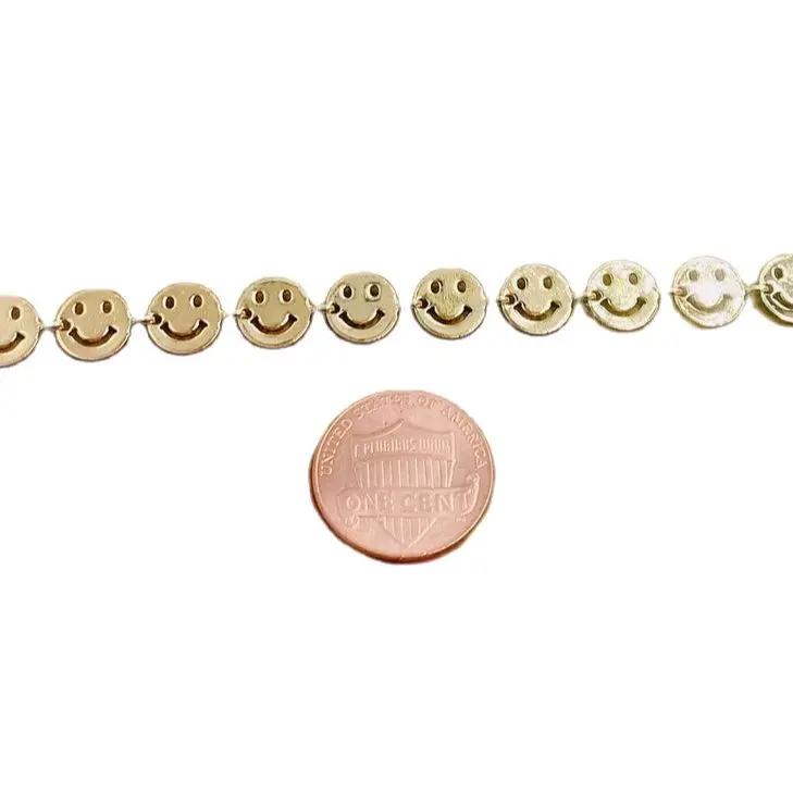 WT-BC163  Gold plated Happy Face Chain by meter Gold Smile Face Chain Necklace Choker Happy Faces jewelry findings chain