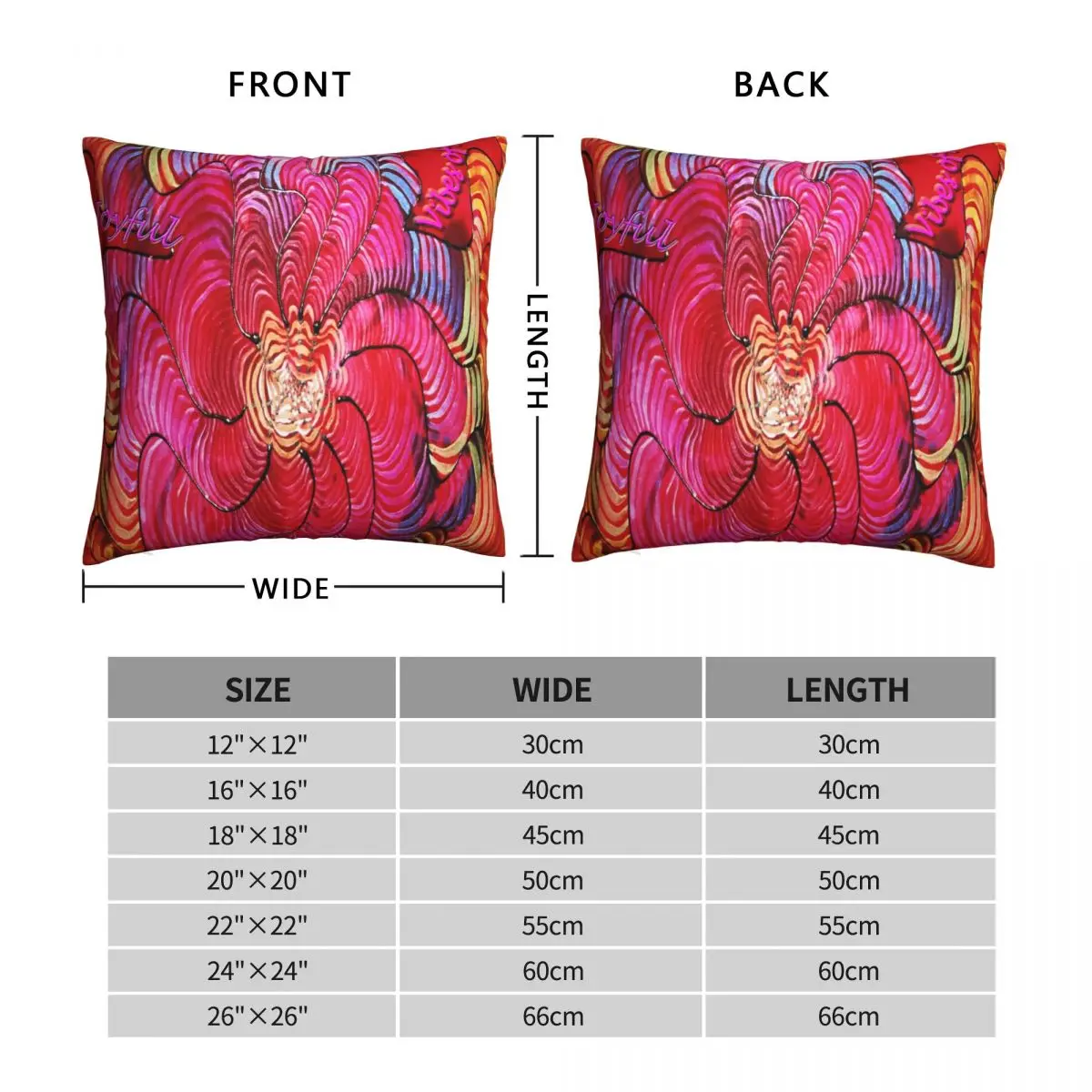 Vibrations Of HAPPINESS Square Pillowcase Polyester Linen Velvet Pattern Zip Decor Throw Pillow Case Room Cushion Cover 45x45