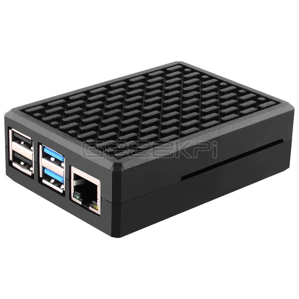 GeeekPi Schwarz Metall Fall Passive kühlung Aluminium Fall mit Kühlkörper Netzteil für Raspberry Pi 4B Pi 4 Modell B