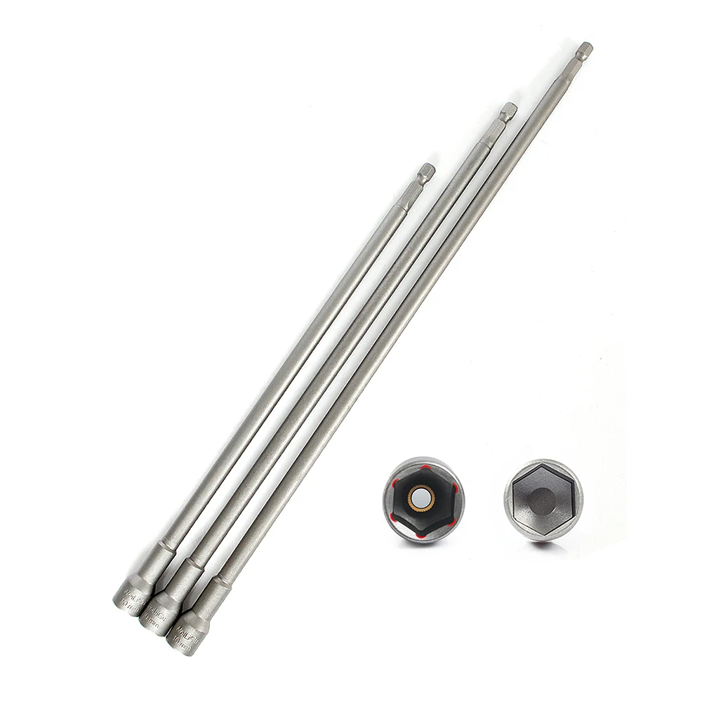 

1Pcs Hex Sockets Nut Driver 250mm 300mm 1/4" Hex Shank Extra Long Without Magnetic Sockets Nut Driver CR-V