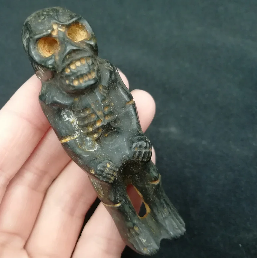 Hand Carved Meteorite Pendant Ancient China Hongshan Culture Skeleton Design  Artifacts