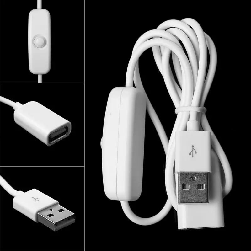 Cabo de extensão usb 2.0 macho para fêmea, cabo de dados com botão liga/desliga para pc, laptop, pen drive, leitor de cartão, disco rígido, teclado