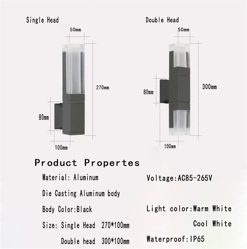LED في الهواء الطلق أضواء الجدار مقاوم للماء الألومنيوم الجدار مصباح كريستال داخلي الجدار تزيين الإضاءة حديقة الشرفة تركيب المصابيح