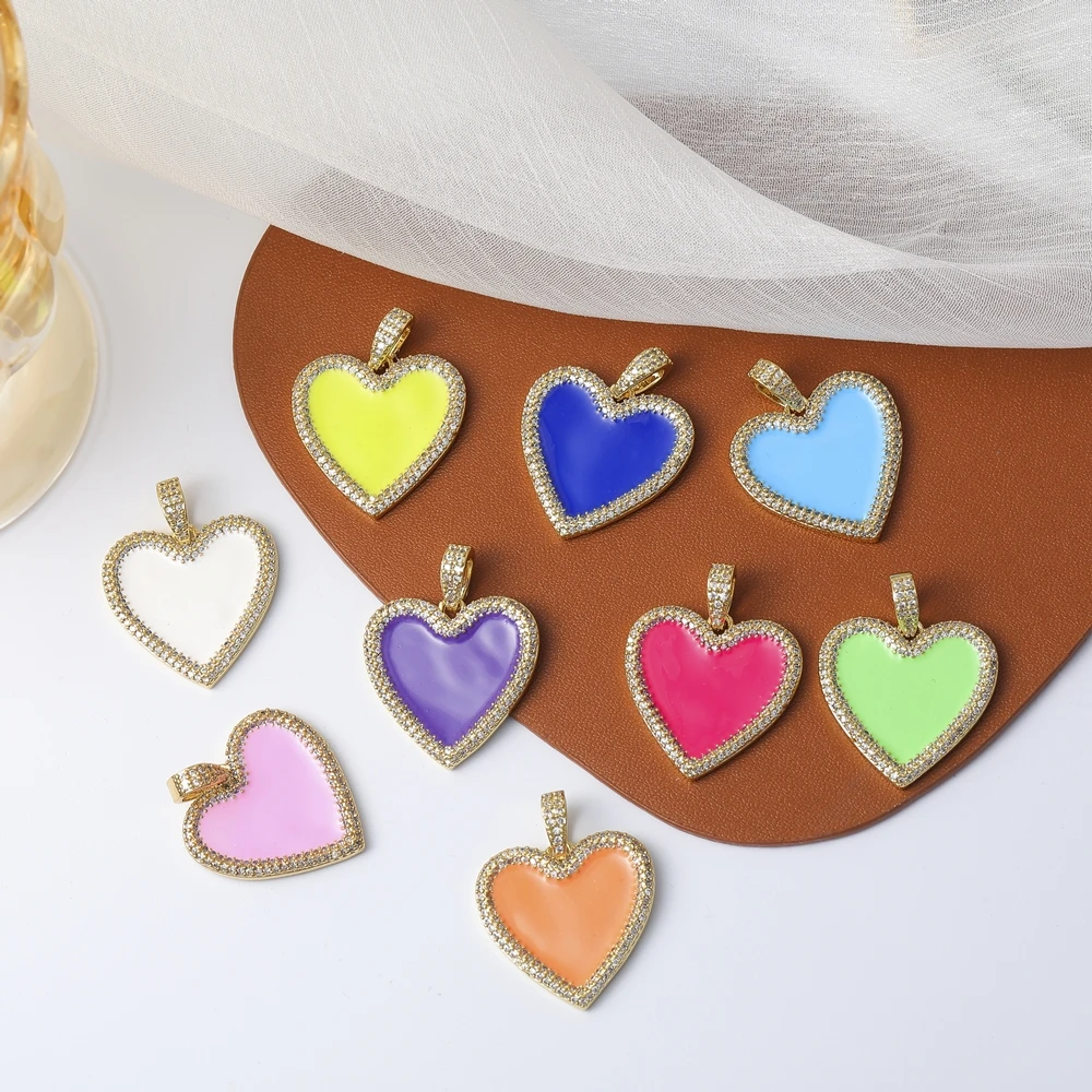 Juya DIY 18K Real Gold Plated Enamel Greek Evil Eye Love Heart Charms For Handmade Christmas Lovely Candy Pendant Jewelry Making image 6