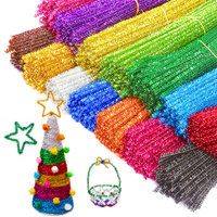 30/50/100pcs Glitter Chenille Stems Pipe Cleaners Plush Tinsel Stems Wired Sticks Kids Educational DIY Craft Supplies Toys Craft