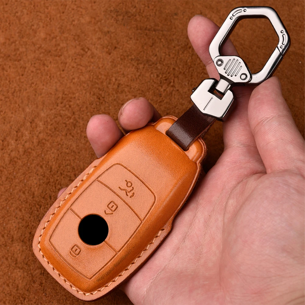 Genuine Leather Car Key Case Cover For Mercedes Benz 2017 2018 E Serials E300 E200 E220 Maybach S450 S350 W204 W210 W124 W203