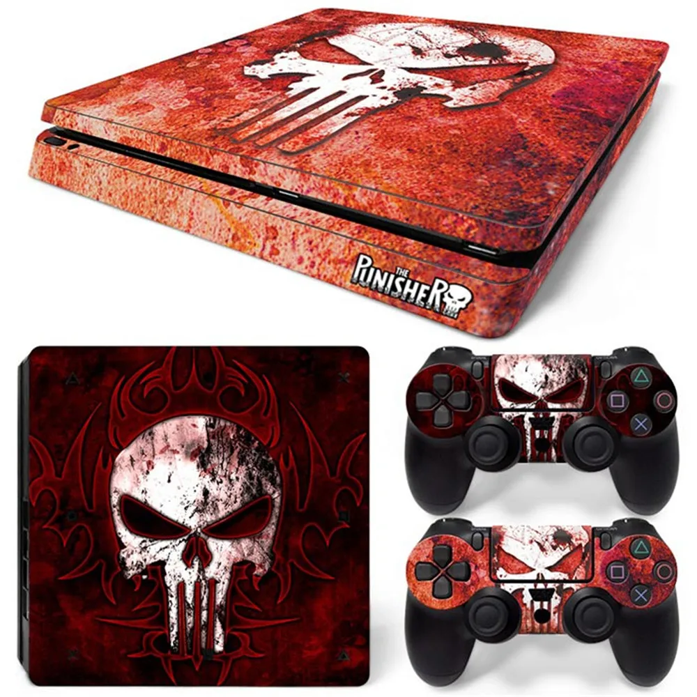 Calcomanía de vinilo de piel personalizada con diseño de calavera fresca para consola delgada PS4 y controladores